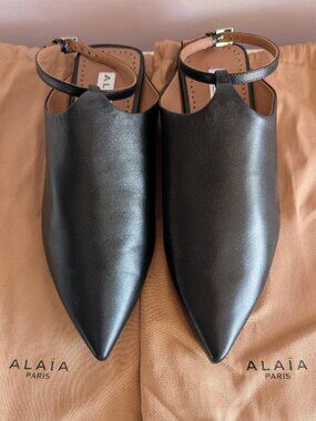 ALAÏA Black Leather Mules EU 37 / US 6.5 – Brand New Designer Luxury Shoes